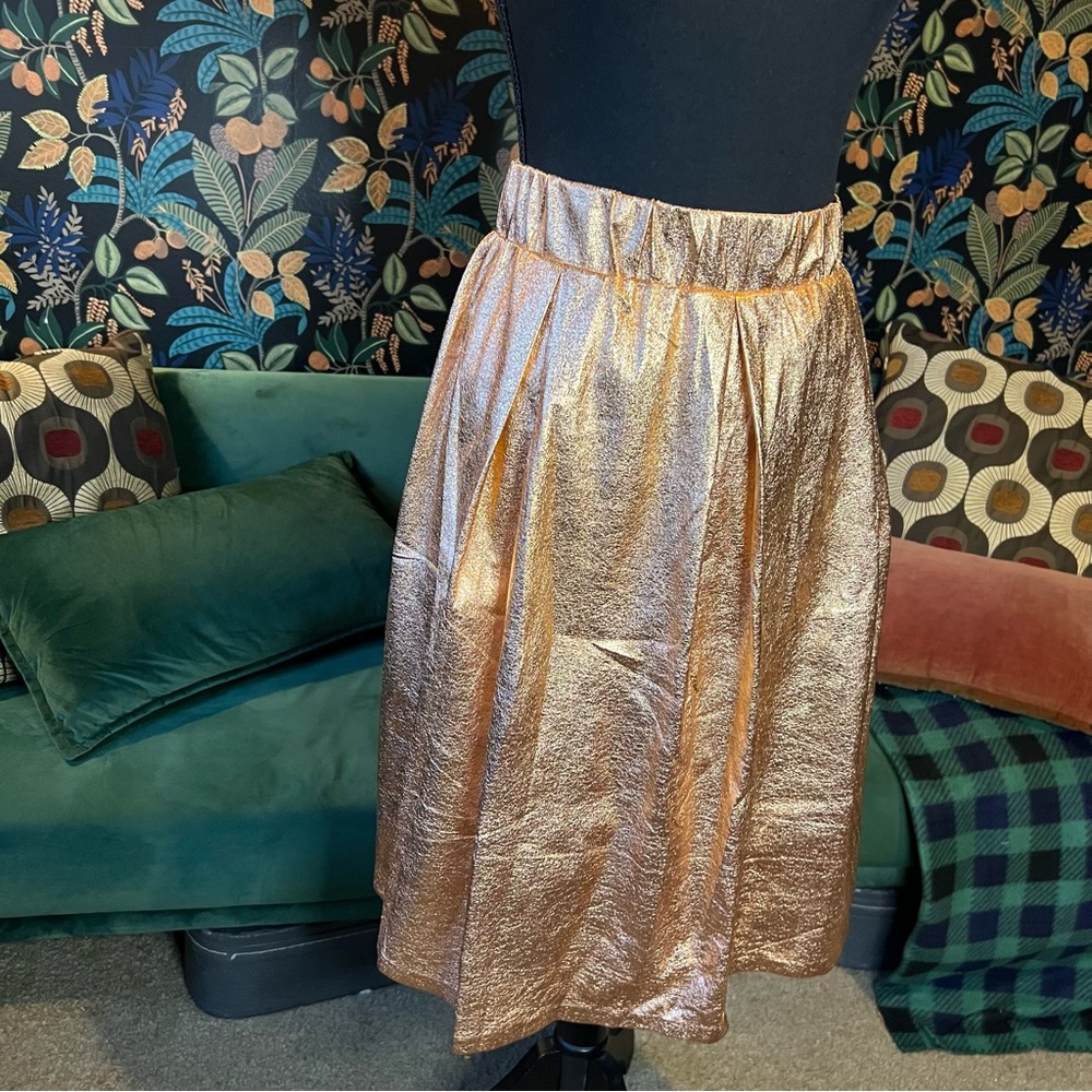 Multimeter Soeurs Anthropologie Rose Gold Copper A-Line Skirt